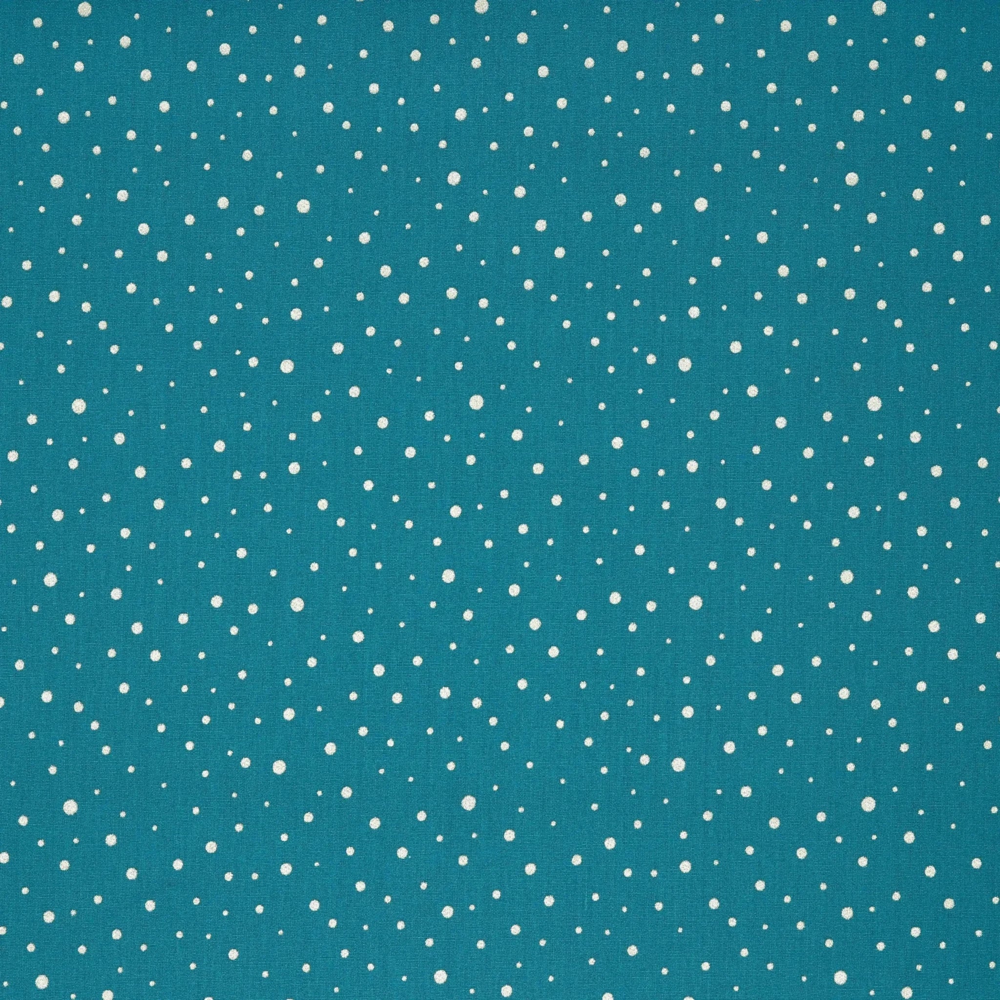 Tissu popeline bleu avec point blanc