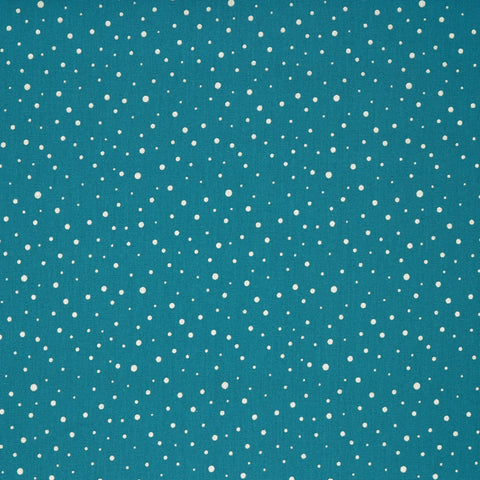 Tissu popeline bleu avec point blanc