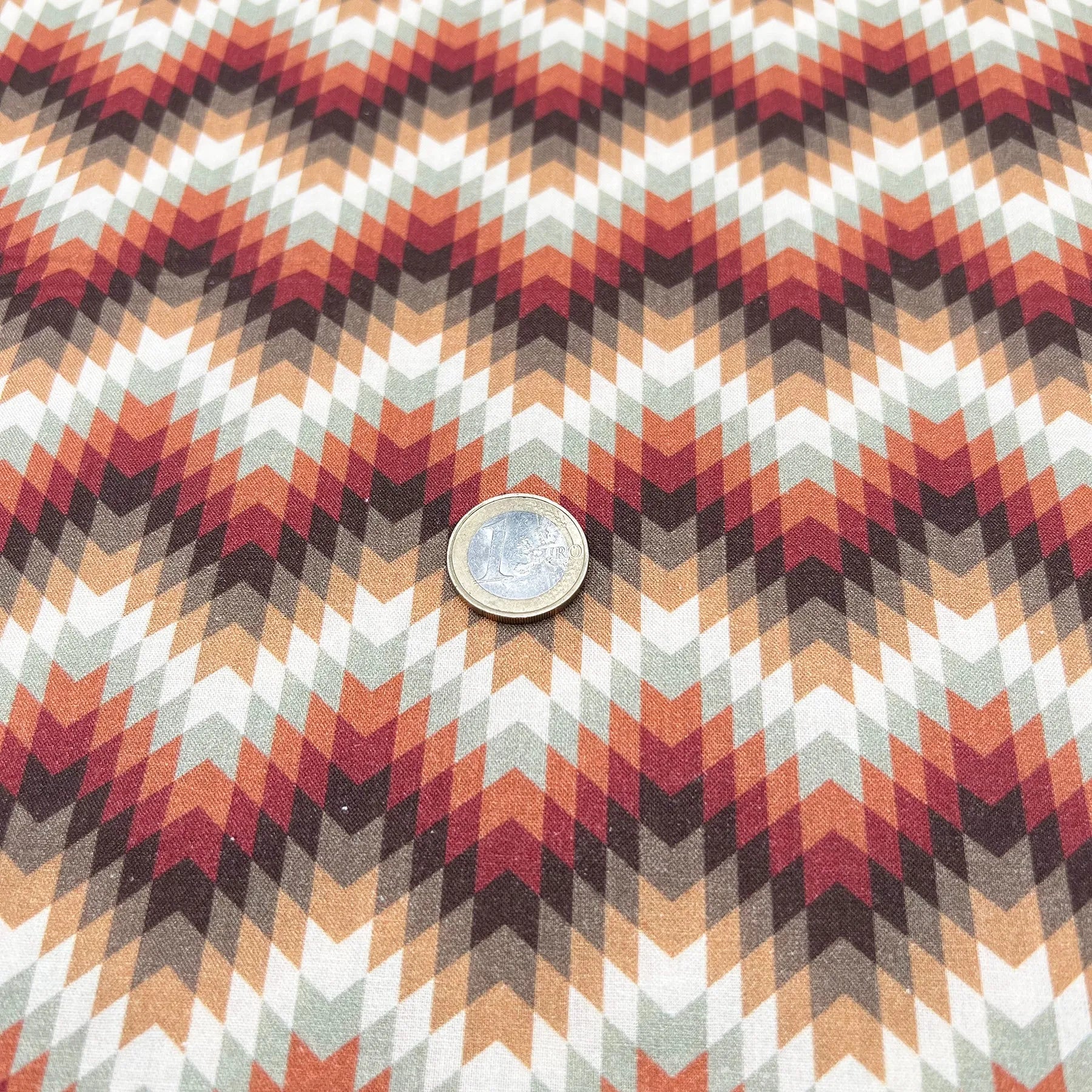 Tissu Popeline de coton Automnale Chevron