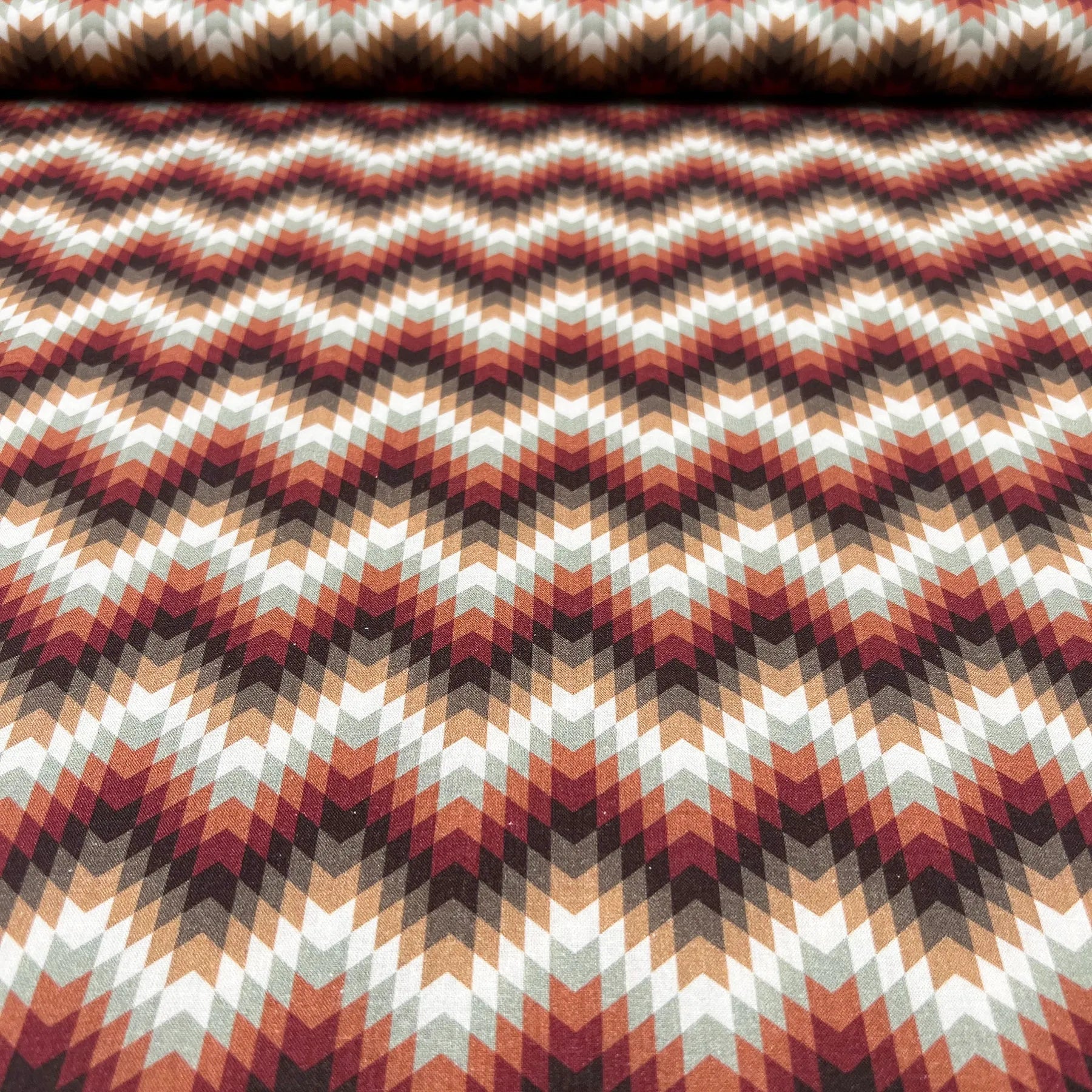 Tissu Popeline de coton Automnale Chevron