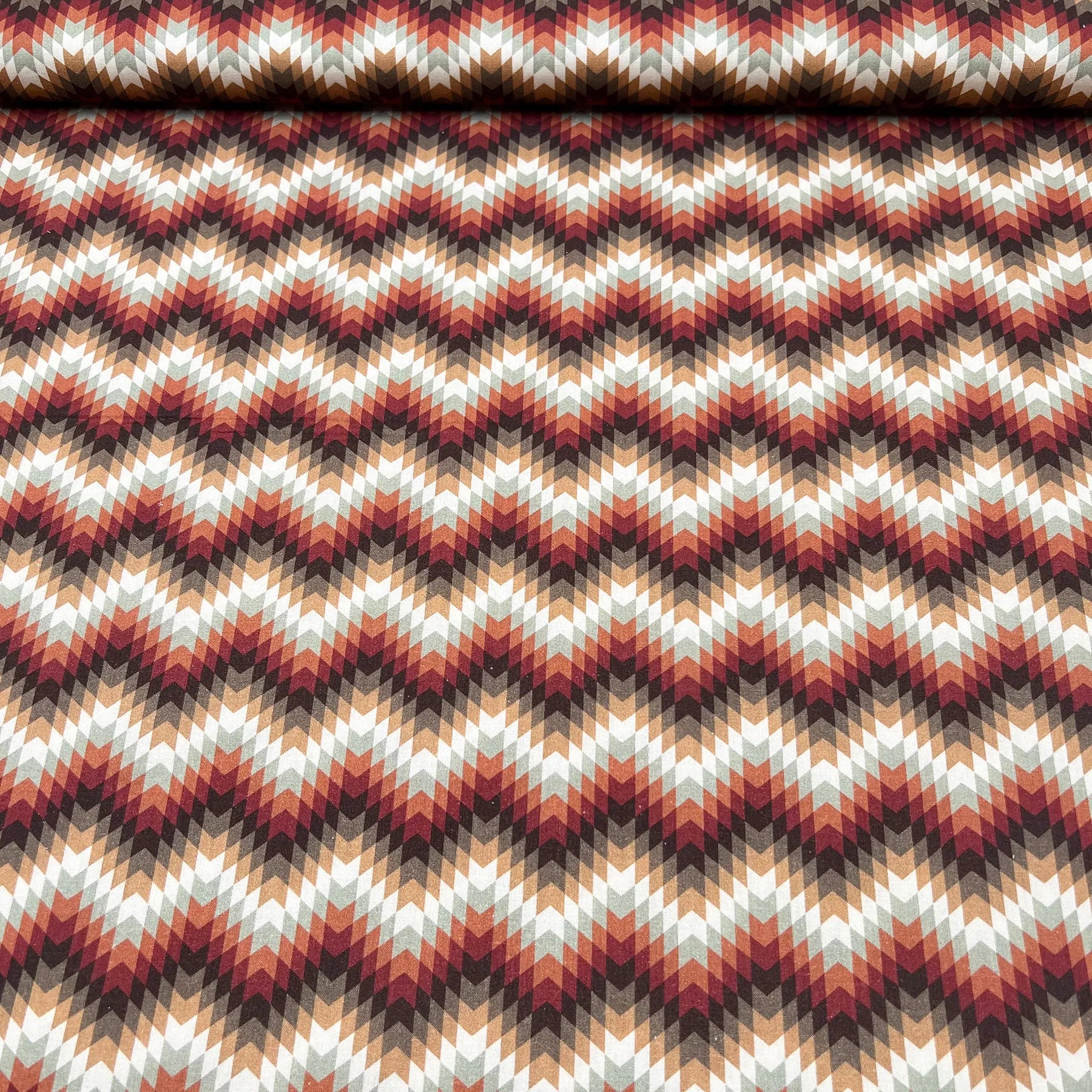 Tissu Popeline de coton Automnale Chevron