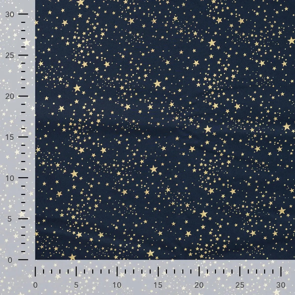 Tissu Popeline de Coton Bleu Marine Noël avec des Étoiles Dorées