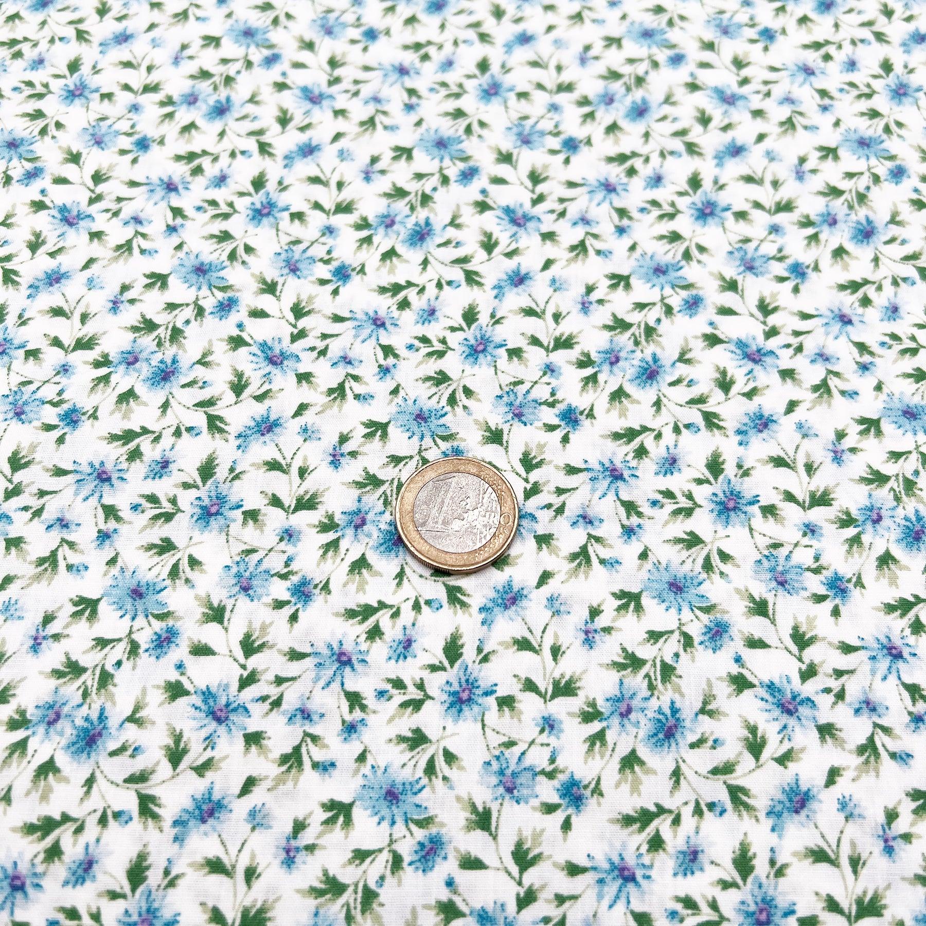 Tissu Popeline de coton Centaurées Bleu