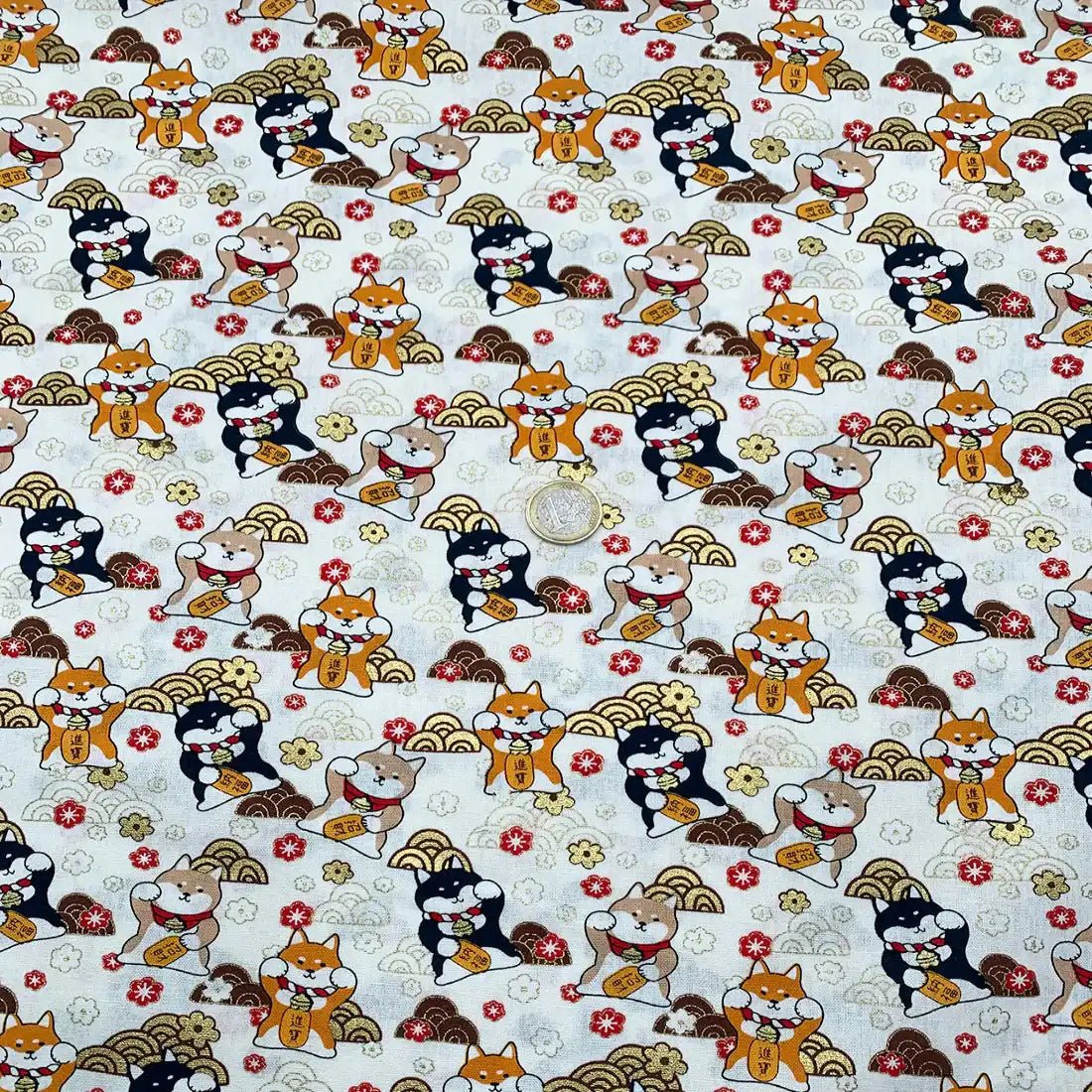 Tissu Popeline de coton Chats Porte - Bonheur