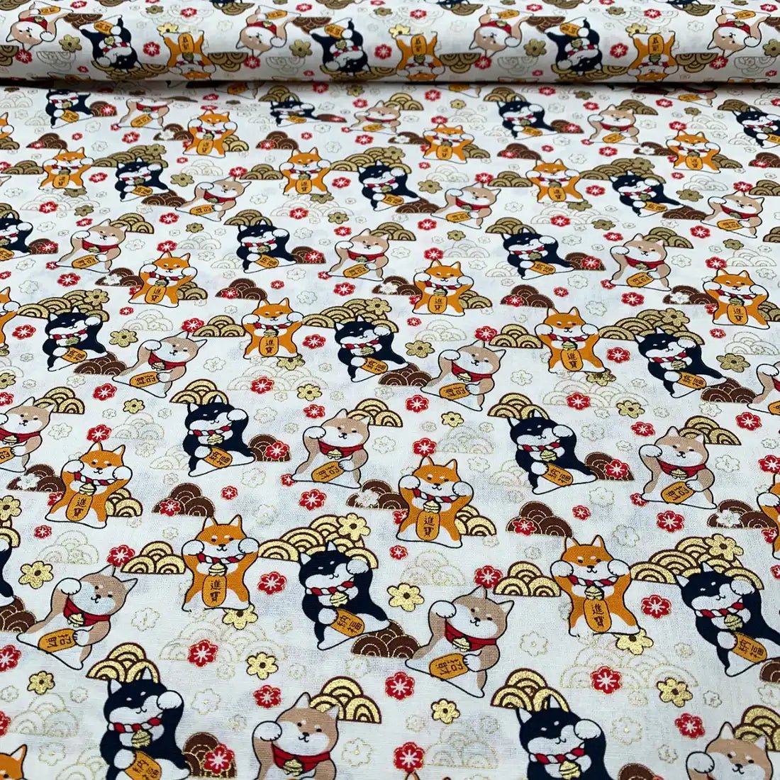 Tissu Popeline de coton Chats Porte - Bonheur
