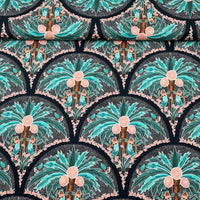 Tissu Popeline de Coton Cocotiers et Oiseaux