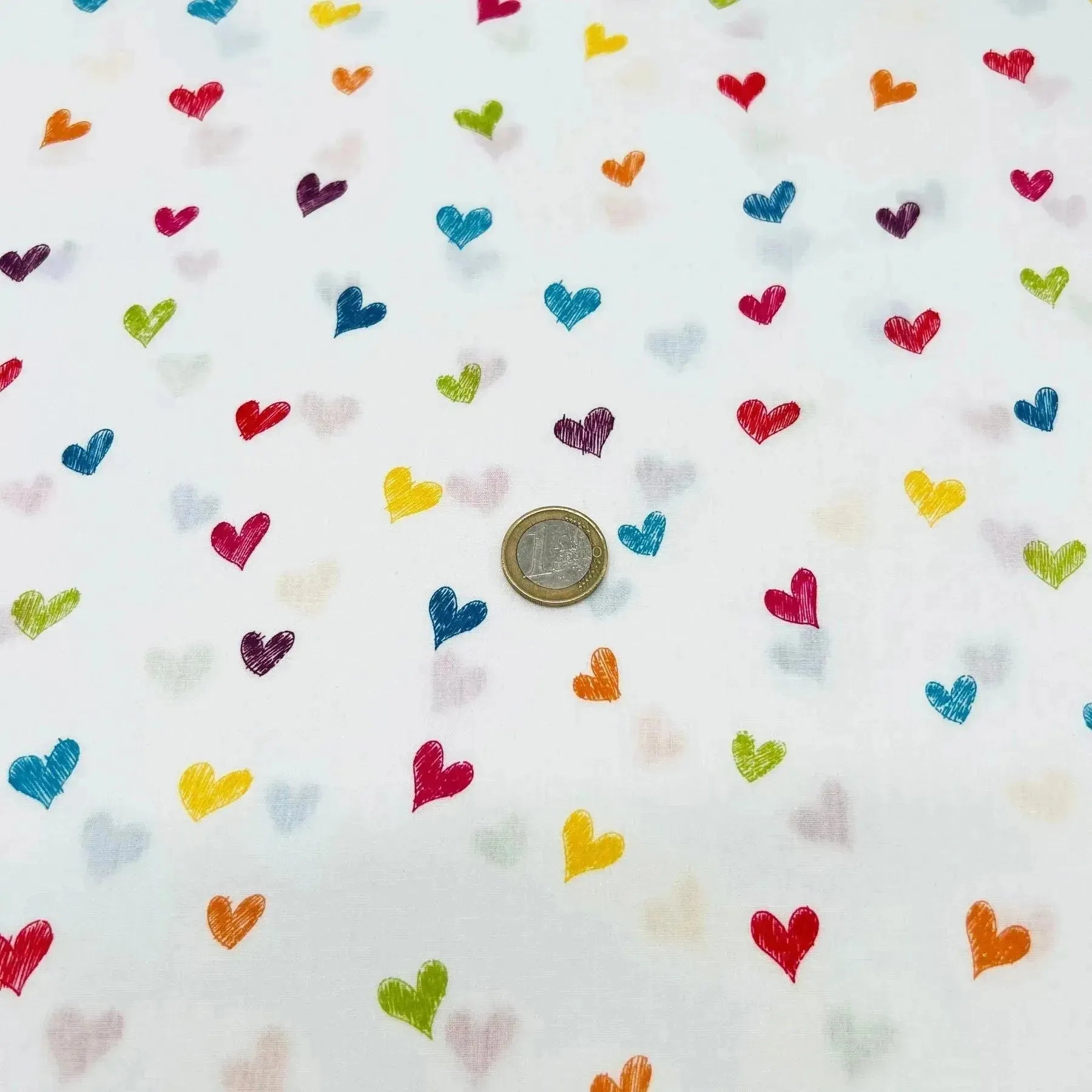 Tissu Popeline de coton coeur