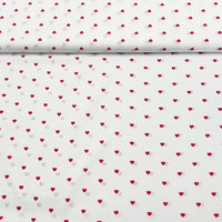 Tissu Popeline de coton cœurs sur fond blanc