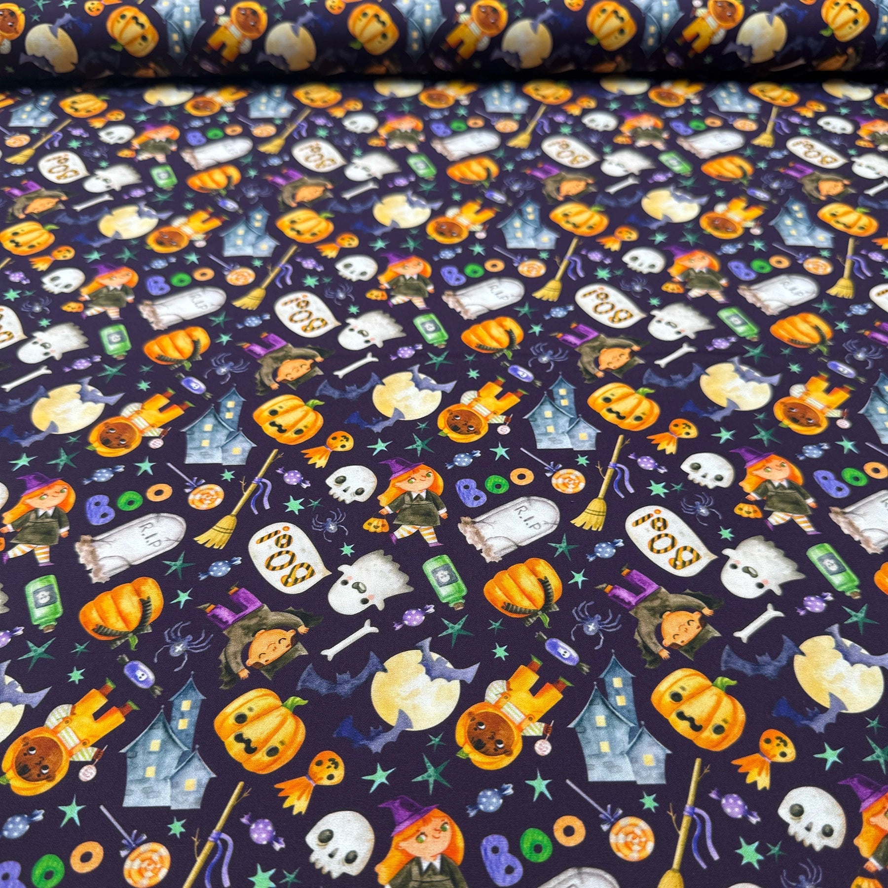 Tissu Popeline de Coton Halloween
