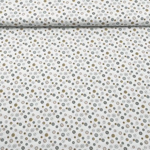 Tissu Popeline de coton petits boutons pastel