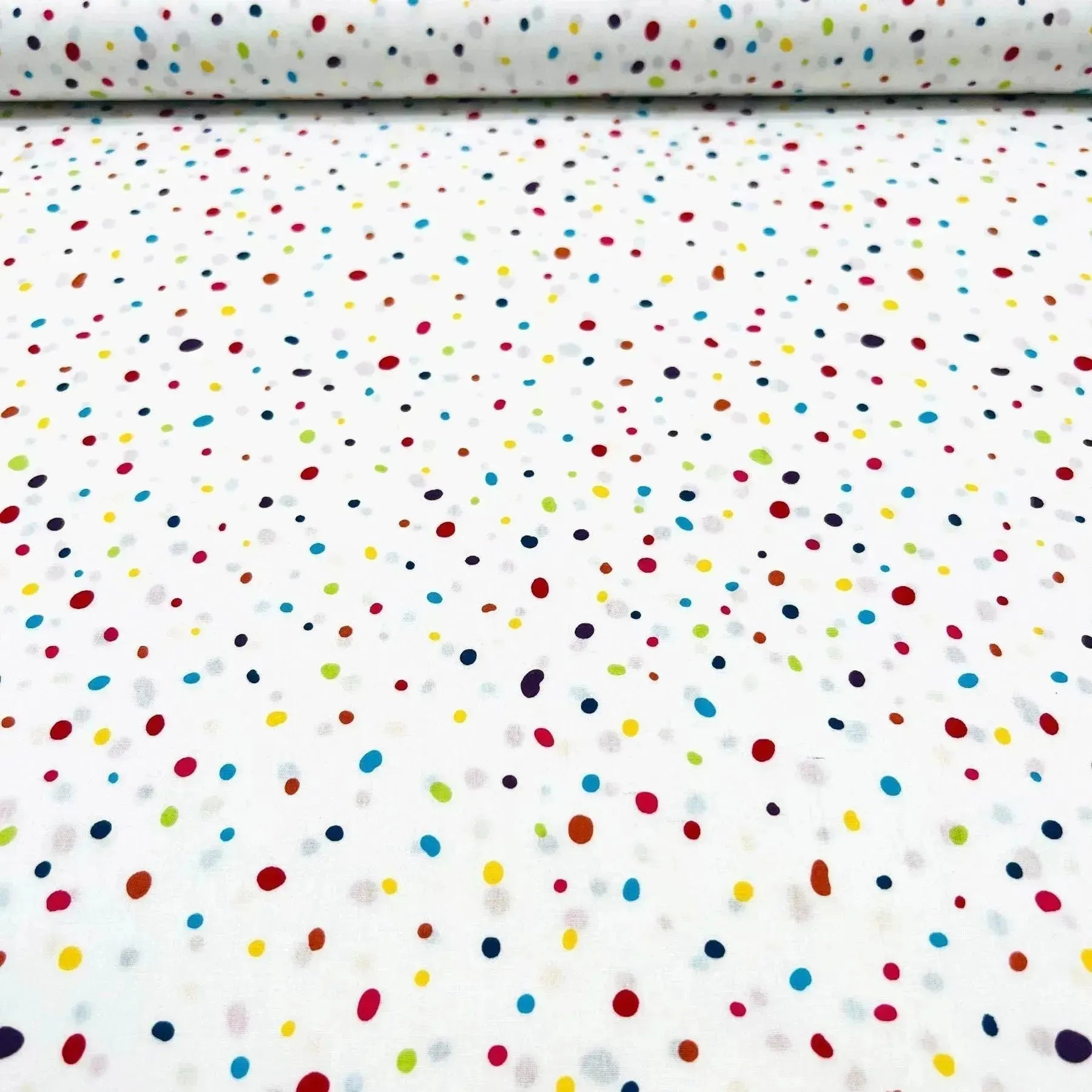 Tissu Popeline de coton pois multicolore