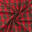 Tissu Popeline de Coton Tartan Rouge avec des Flocons Dorés de Noël