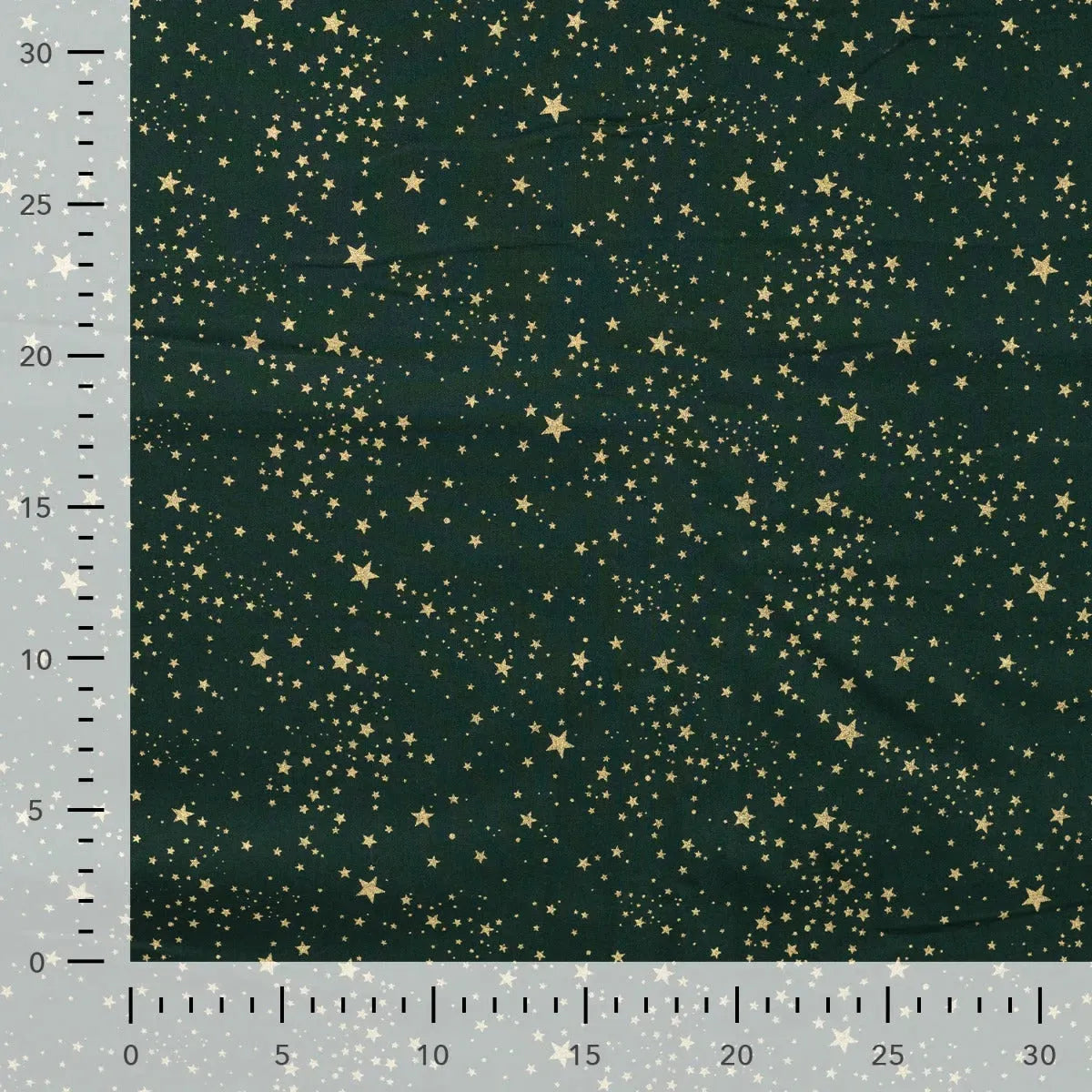 Tissu Popeline de Coton Vert Noël avec des Étoiles Dorées