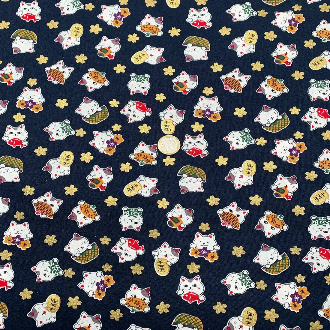 Tissu Popeline Maneki - Neko Japonais