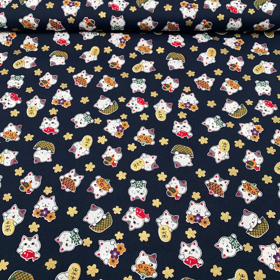 Tissu Popeline Maneki - Neko Japonais