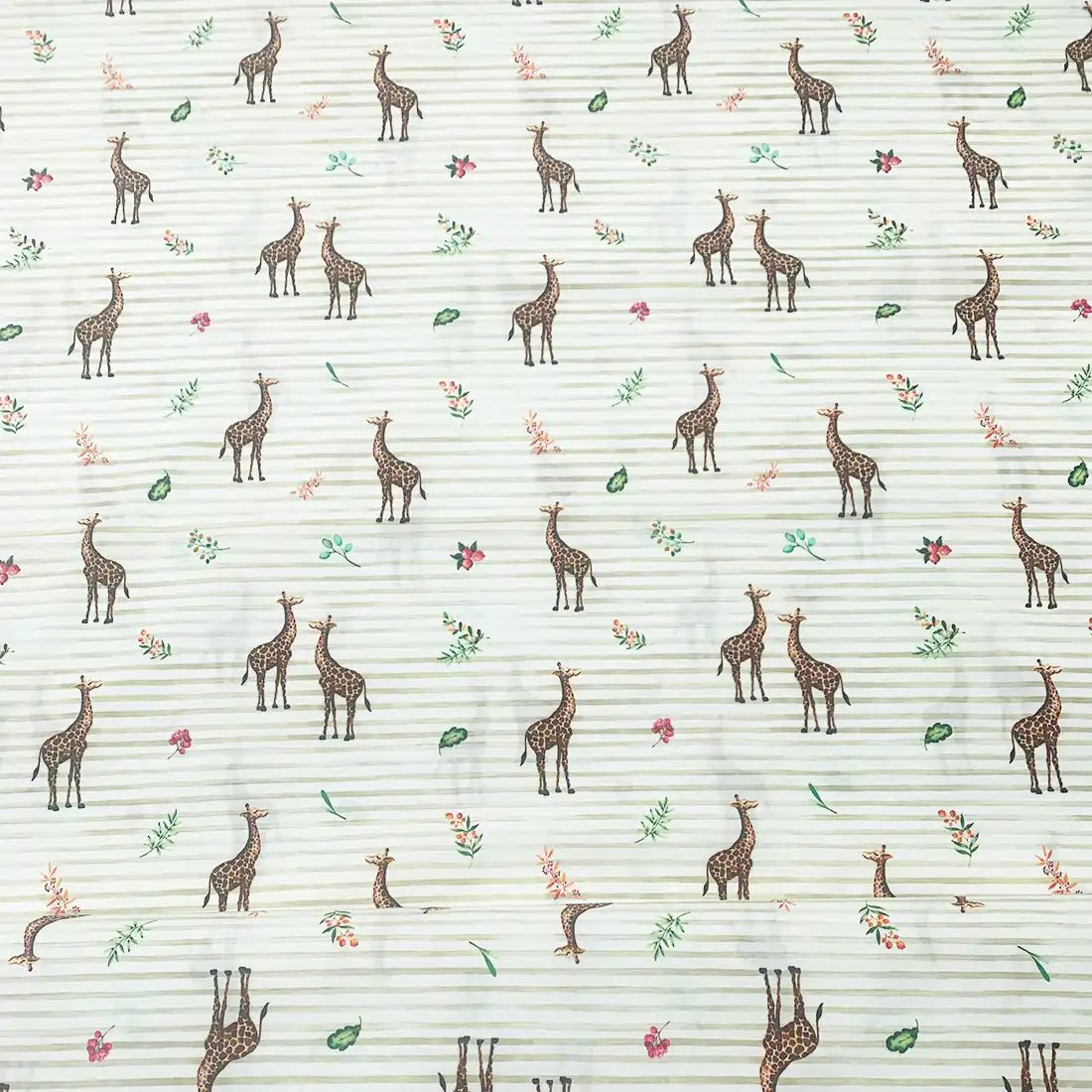 Tissu Popeline Safari Girafe - Évasion Naturelle et Élégante