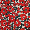 Tissu satin de coton à fleurs rouges