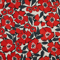 Tissu satin de coton à fleurs rouges
