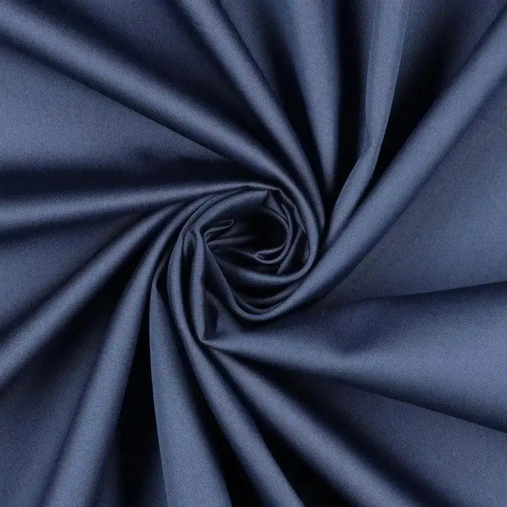 Tissu satin de coton bleu jeans