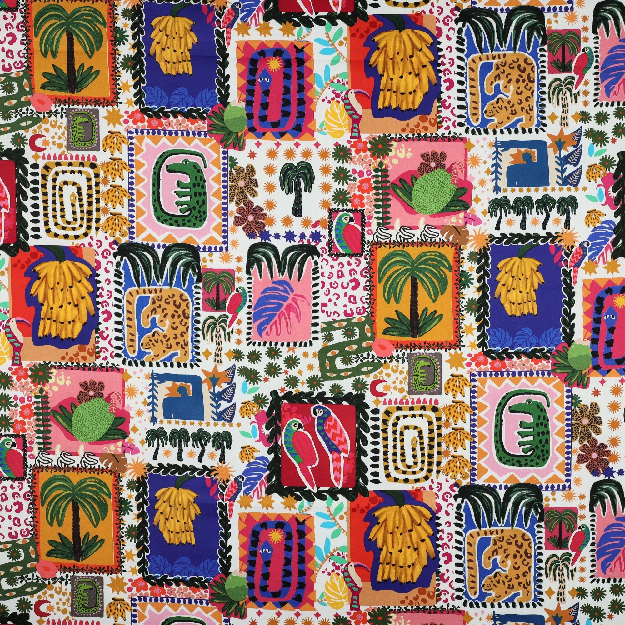 Tissu satin de coton îles tropicales