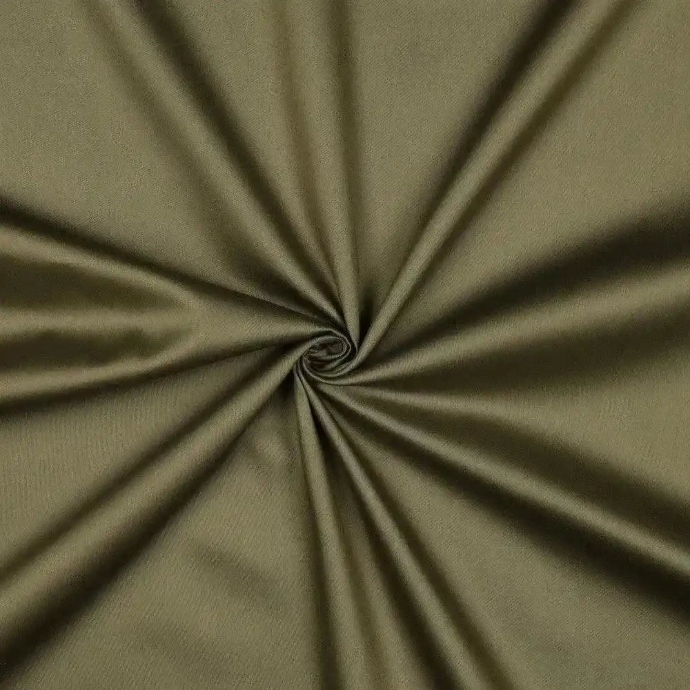 Tissu satin de coton kaki