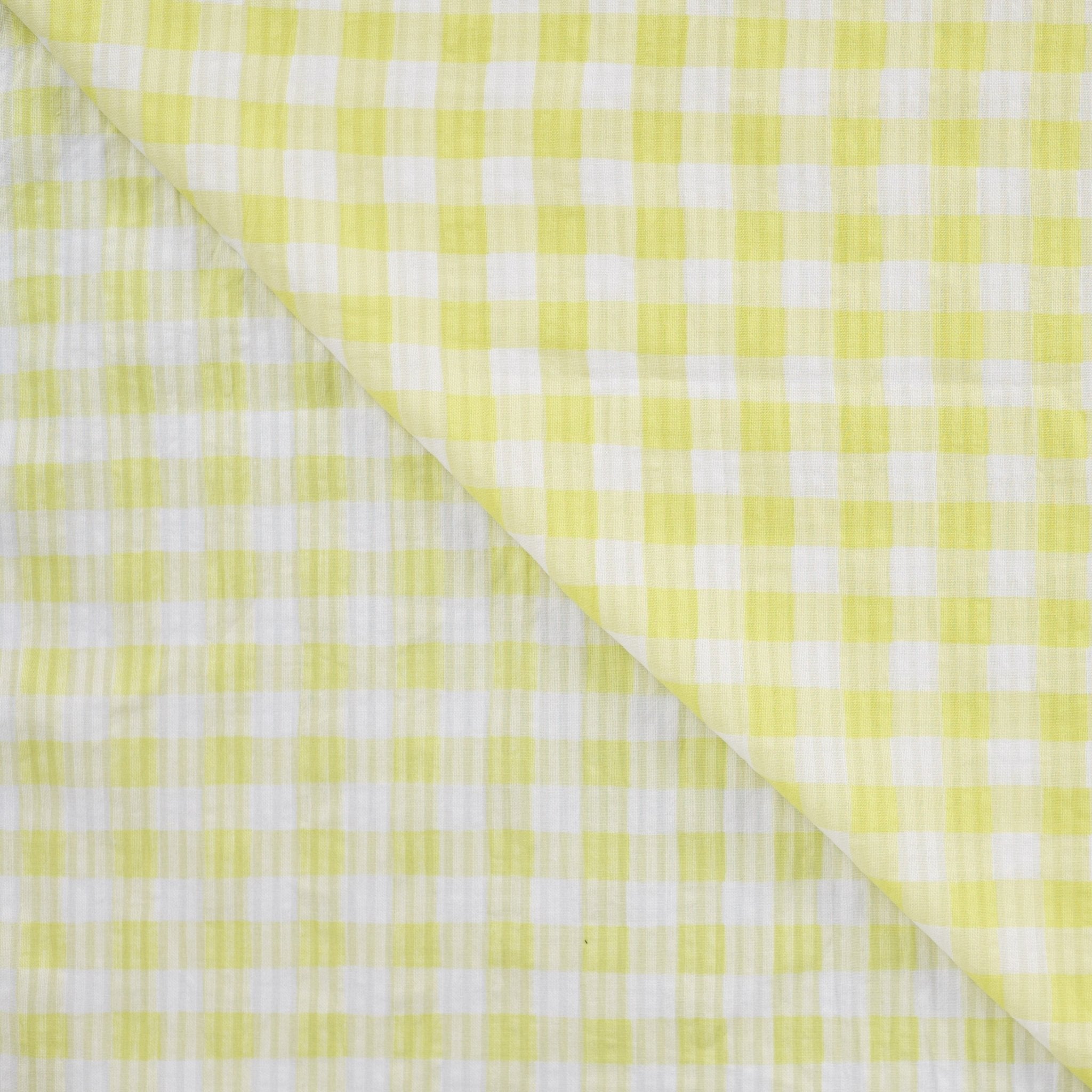Tissu Seersucker vichy jaune