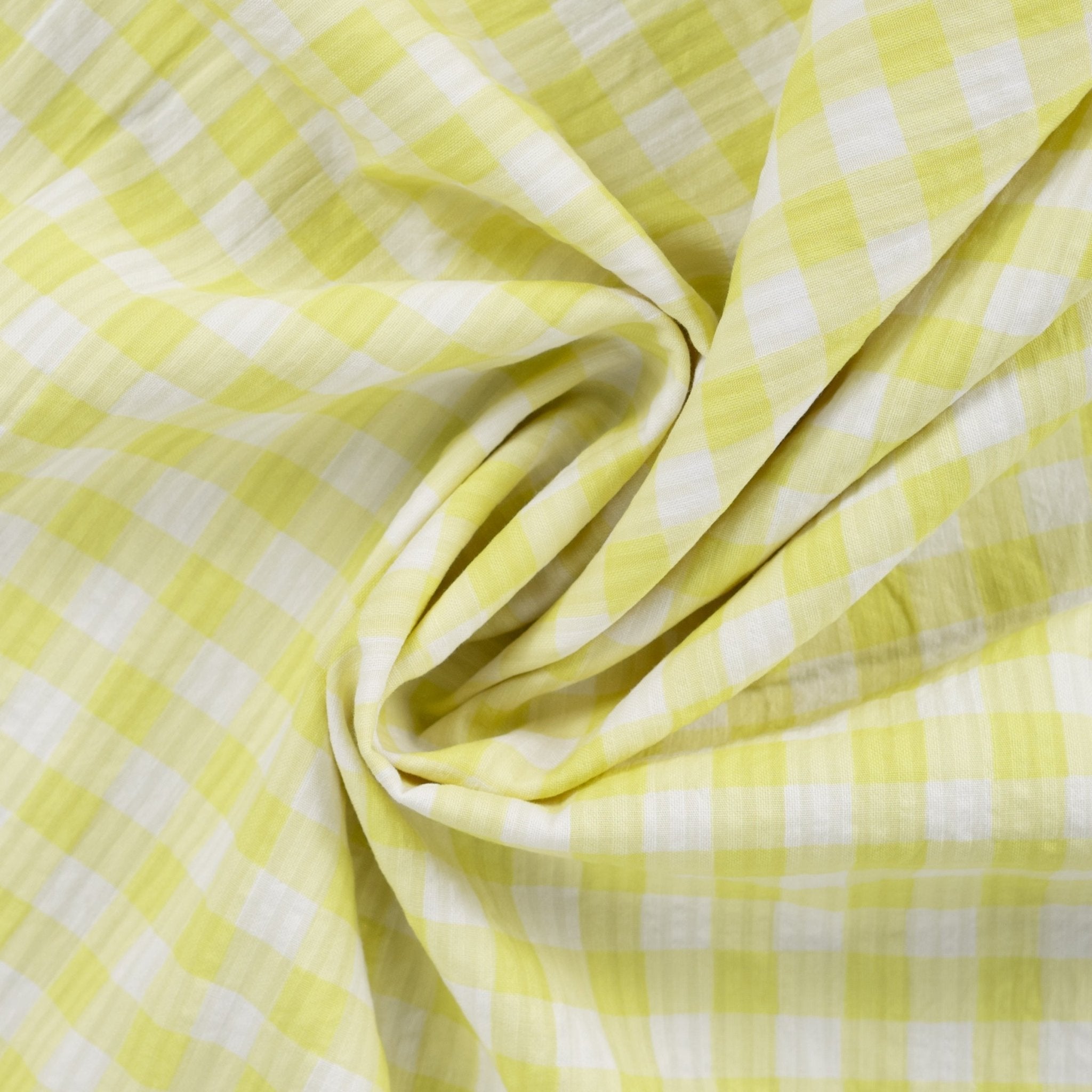 Tissu Seersucker vichy jaune