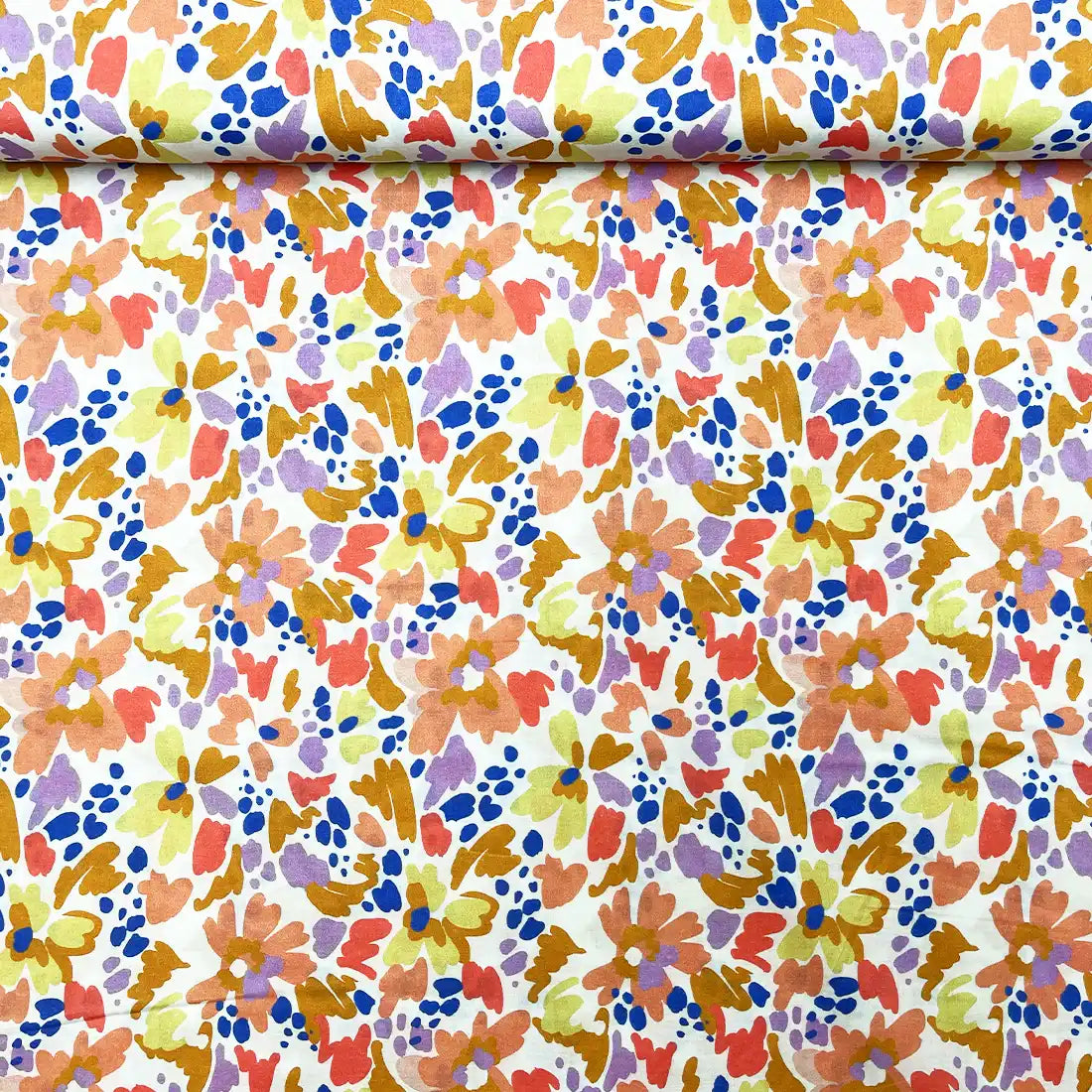 Liberty Contemporain – Fleurs Graphiques Multicolores sur Fond Clair