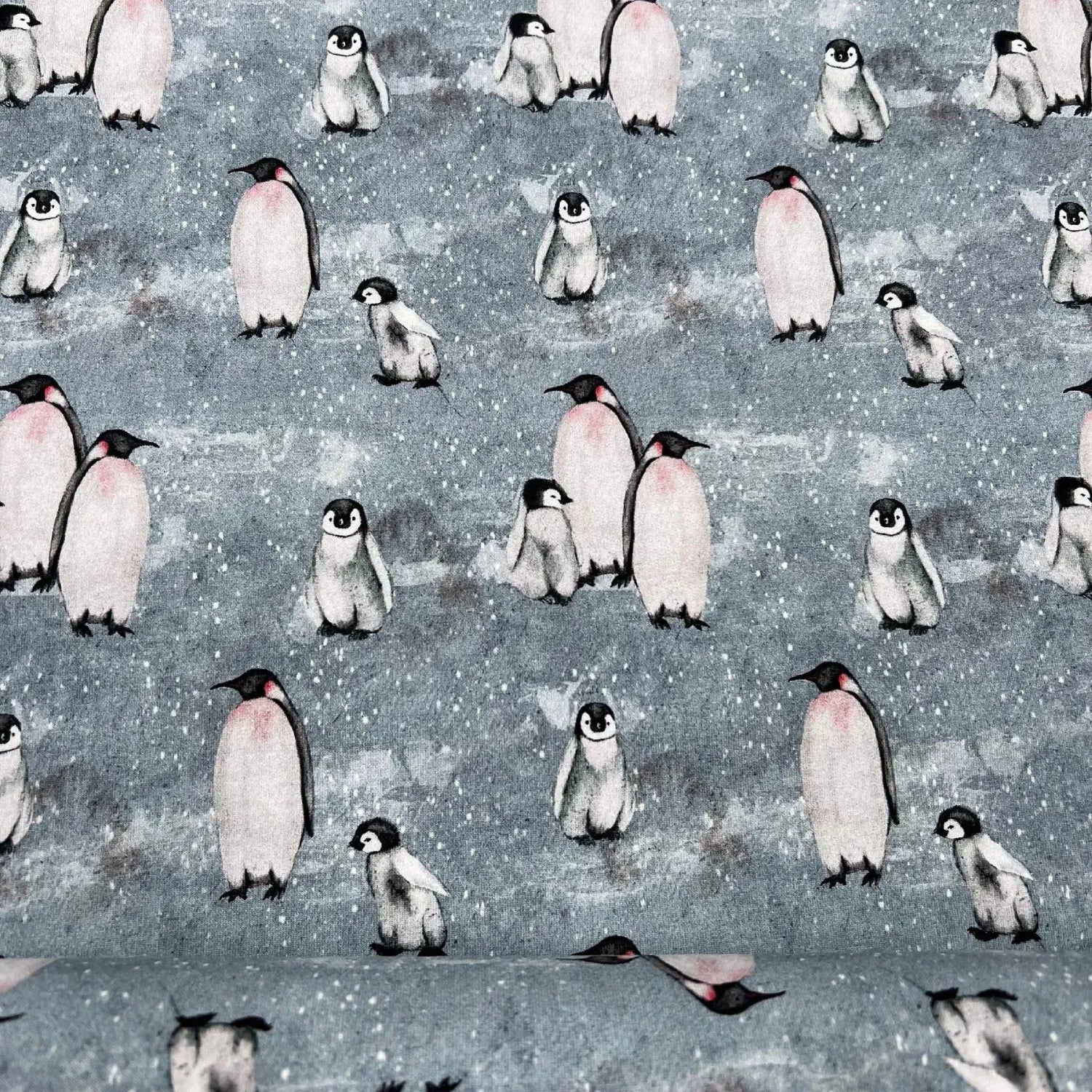 Tissu jersey coton de Noël pingouin
