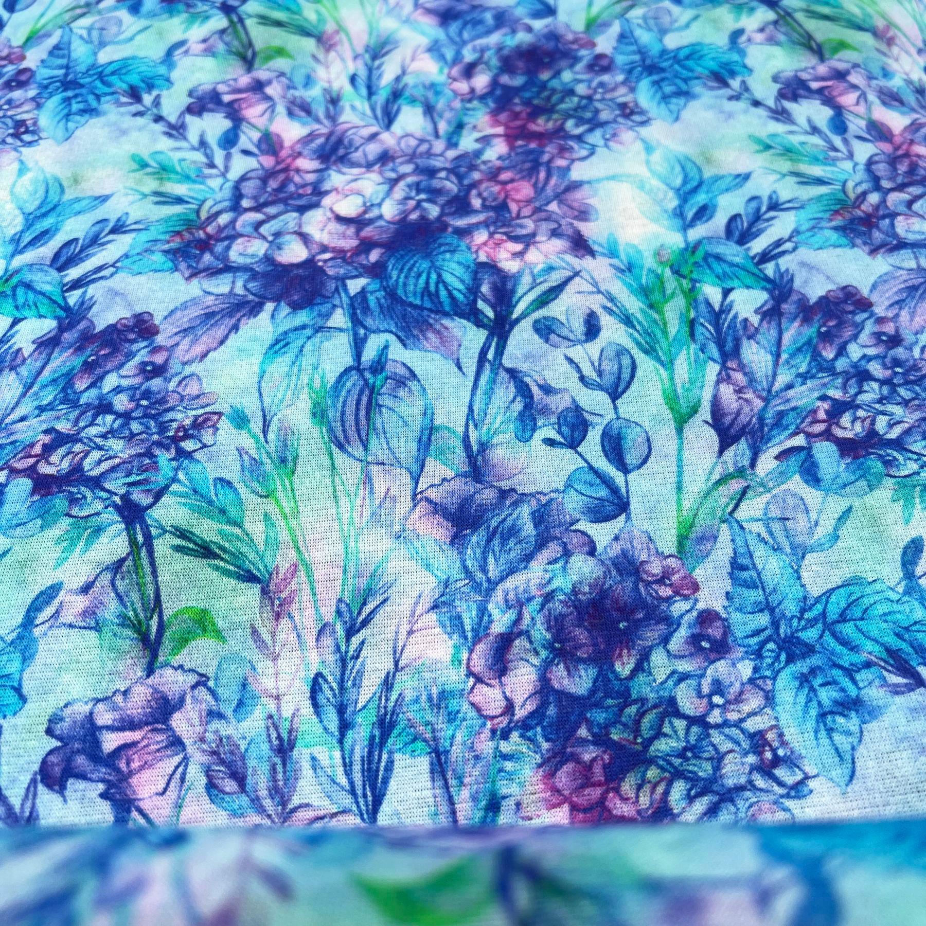 Tissu Jersey doublé avec du Minky fleurs violet