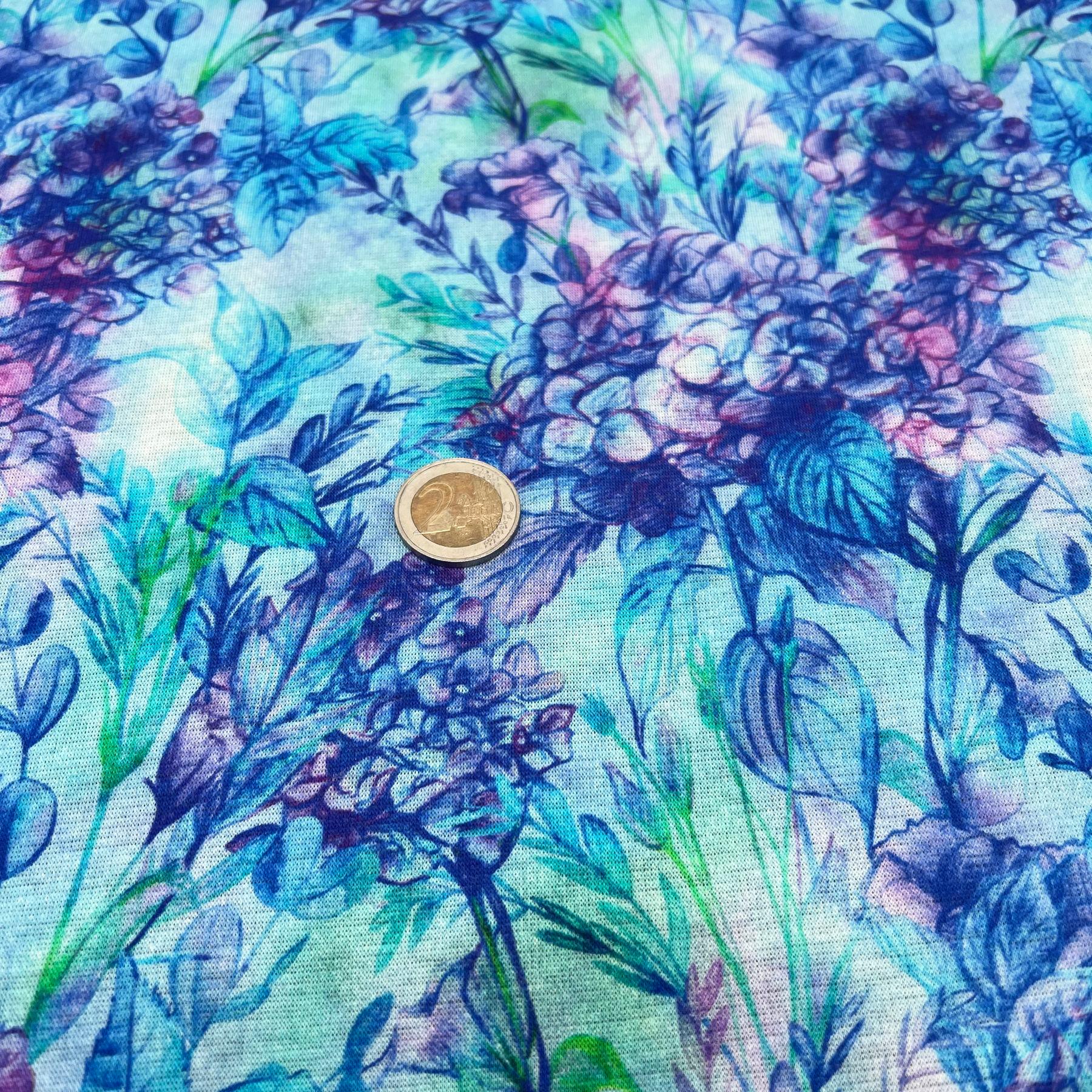 Tissu Jersey doublé avec du Minky fleurs violet