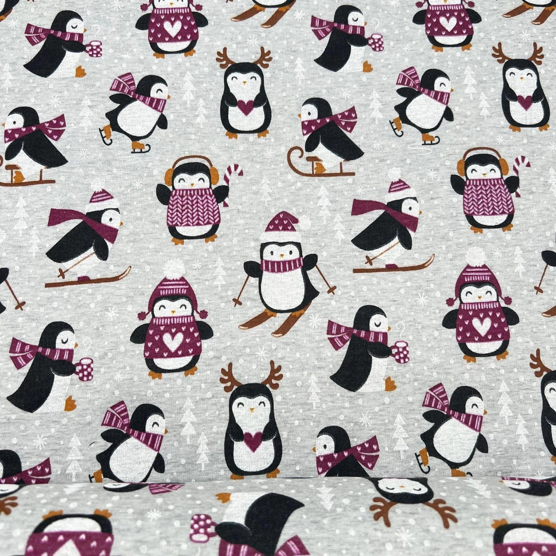 Tissu Jersey doublé avec du Minky pinguin