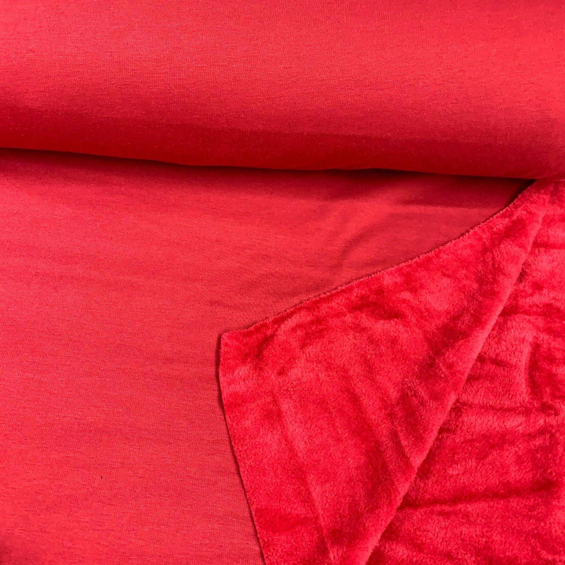 Tissu Jersey Doublé avec du Minky Rouge