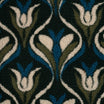 Tissu teddy sherpa jacquard tulipes bleu pétrole, vert olive et écru