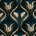 Tissu teddy sherpa jacquard tulipes bleu pétrole, vert olive et écru