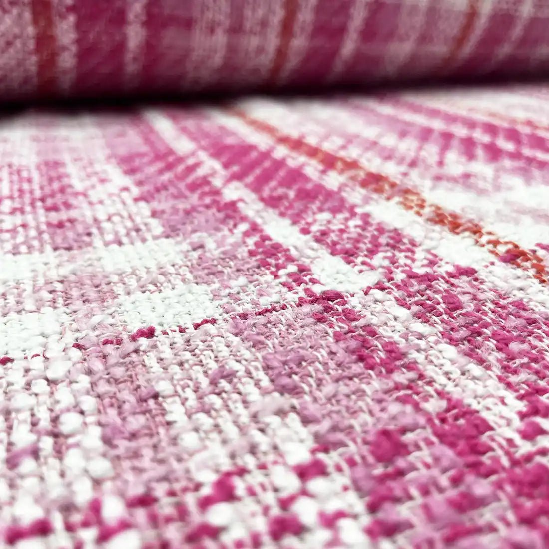 Tissu Tweed été Carreaux Rose