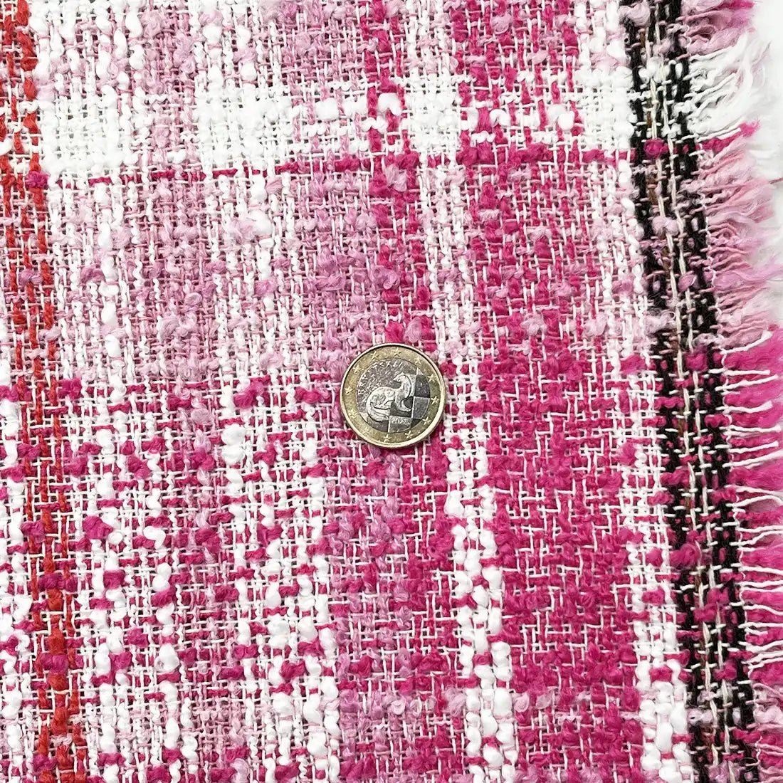 Tissu Tweed été Carreaux Rose