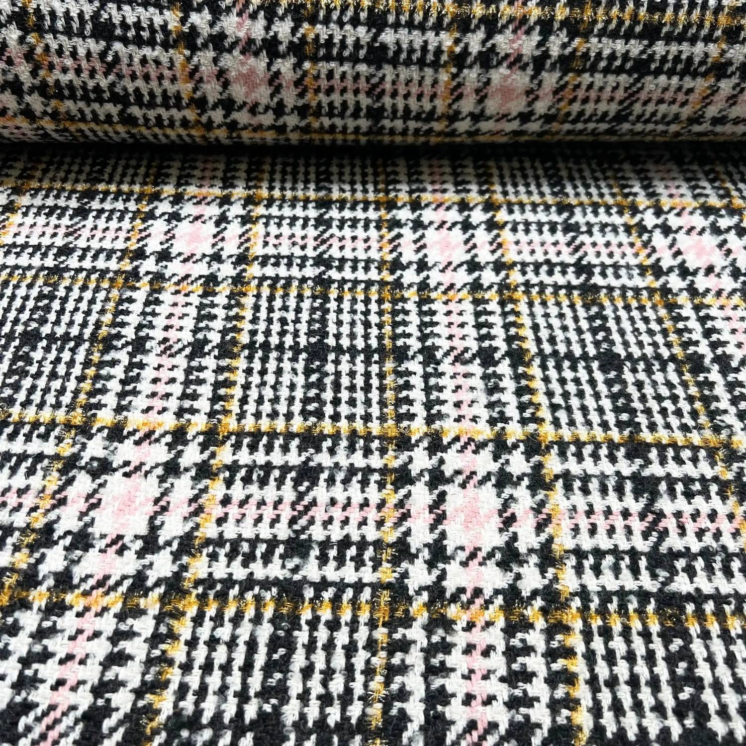 Tissu Tweed " style Chanel " rose et ocre