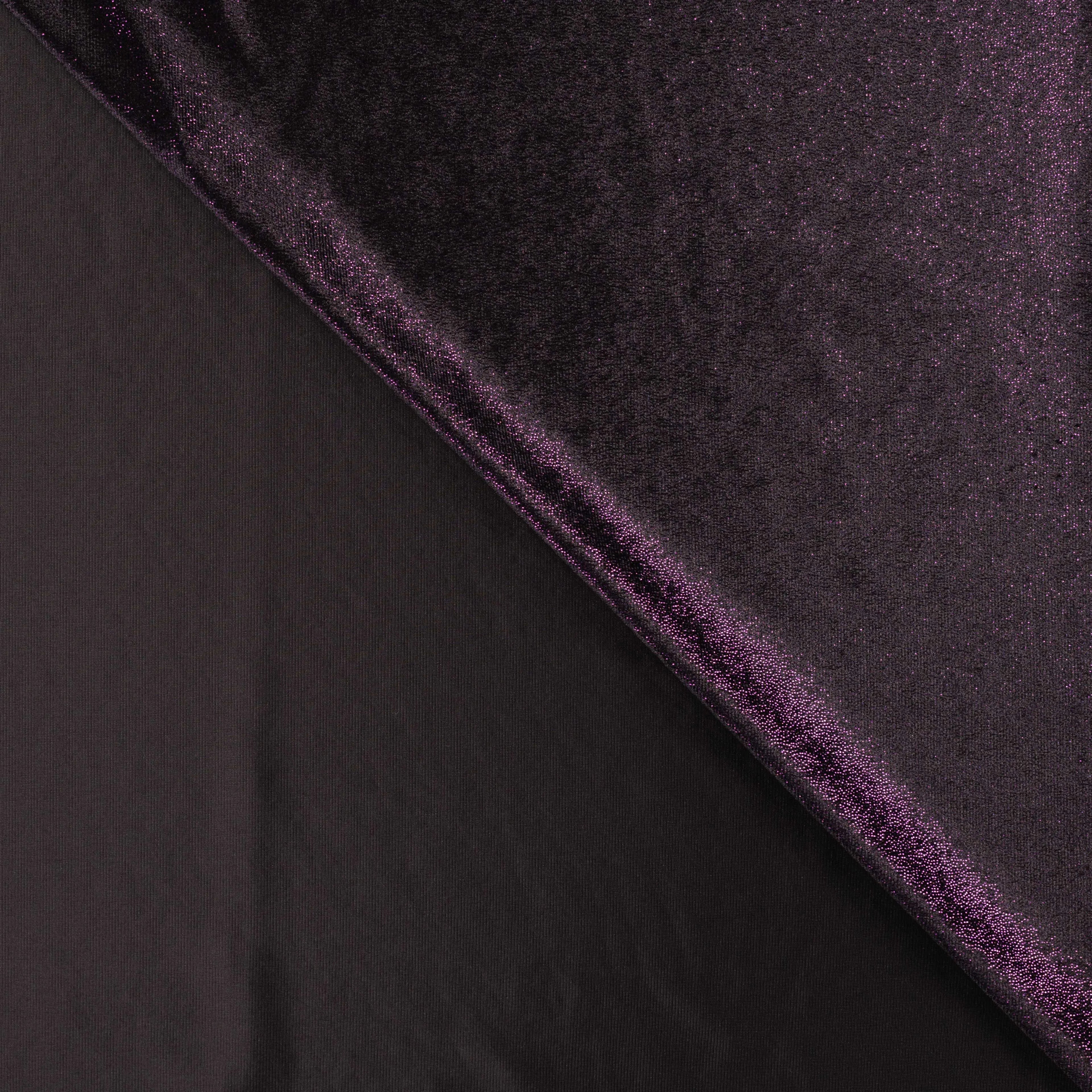 Tissu Velours Stretch Violet Nuit Scintillant
