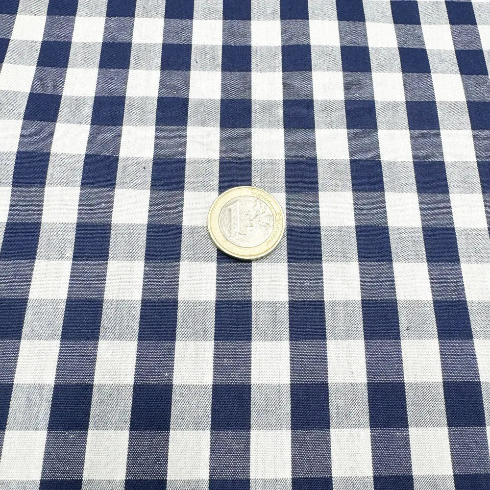 Tissu vichy de Coton Bleu Ultra Doux