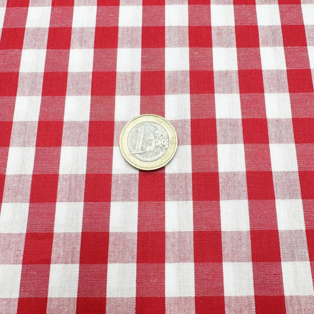 Tissu vichy de Coton Rouge Ultra Doux