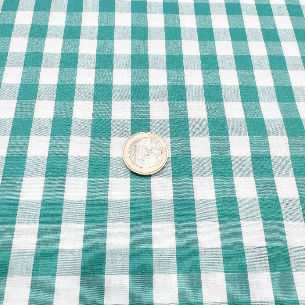 Tissu vichy de Coton Turquoise Ultra Doux