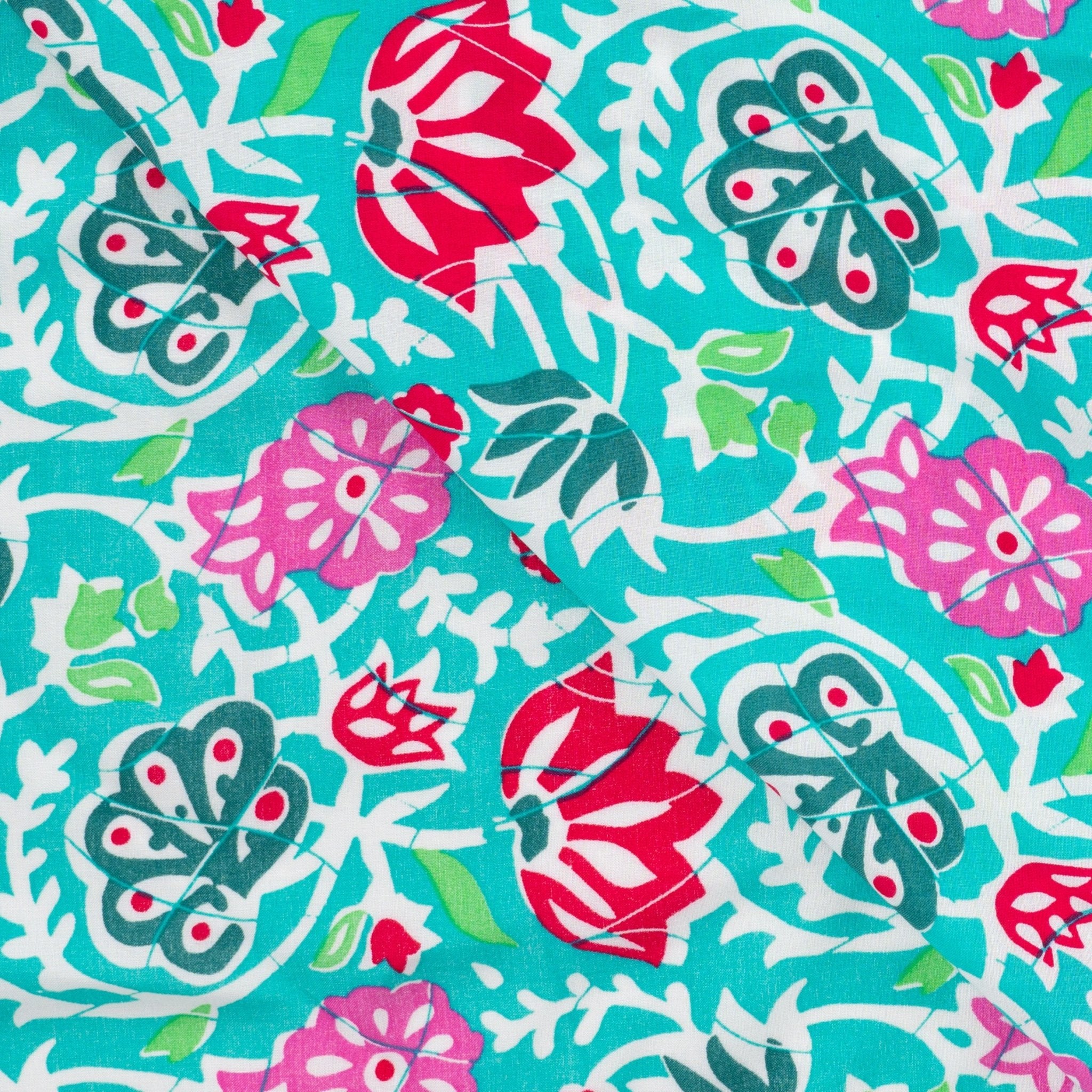 Tissu viscose bohème fleurie été