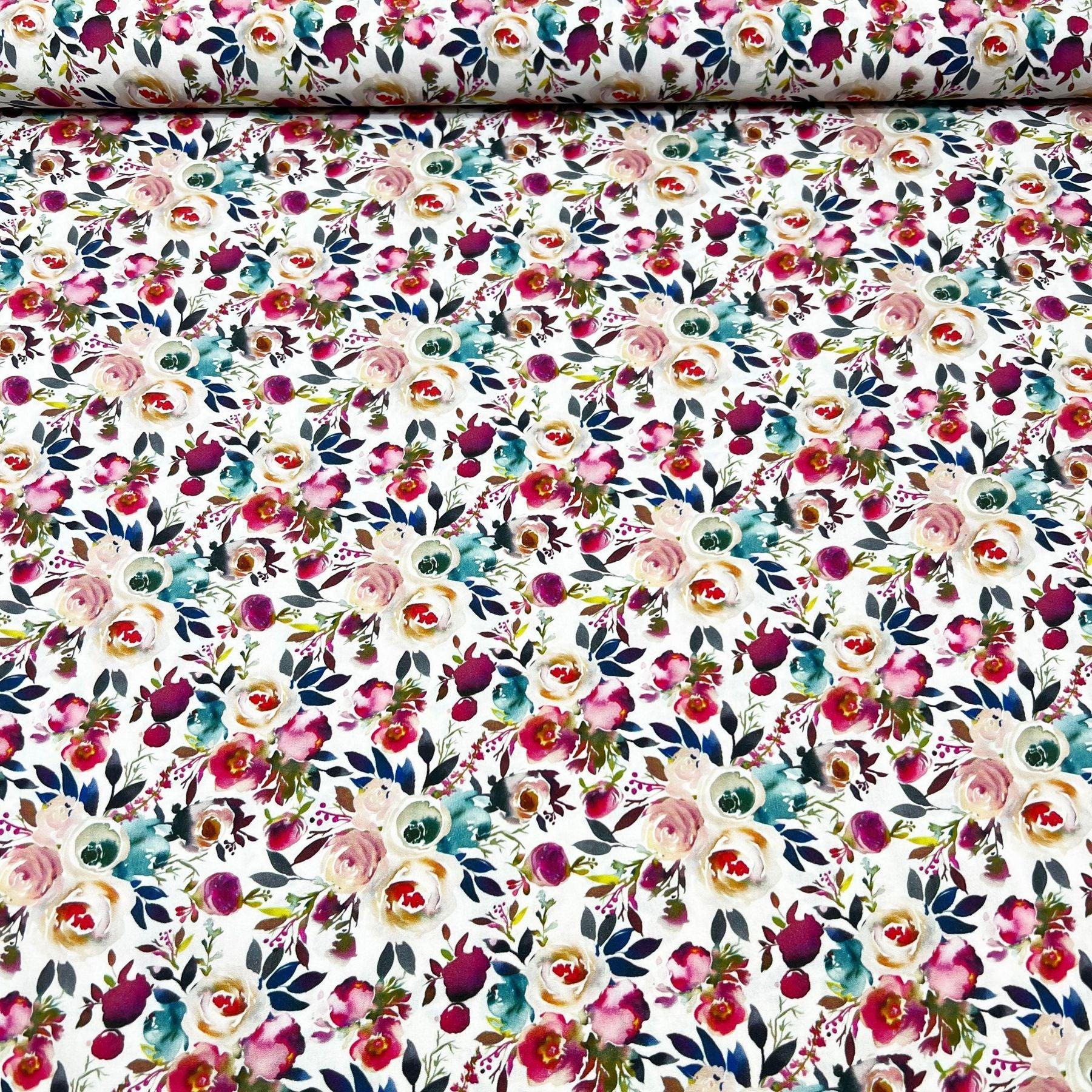 Tissu Viscose bouquet de fleurs