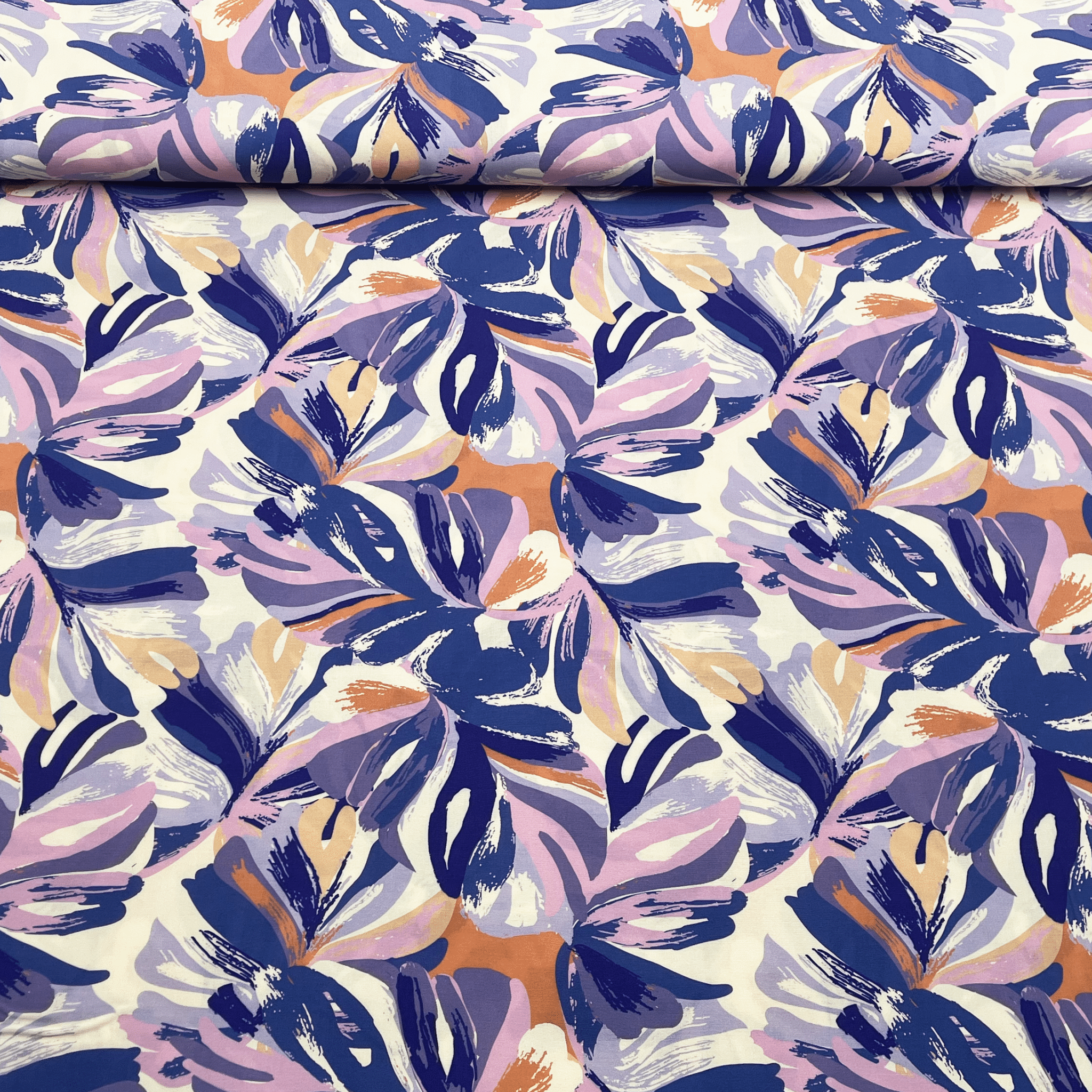 tissu viscose feuillage abstrait