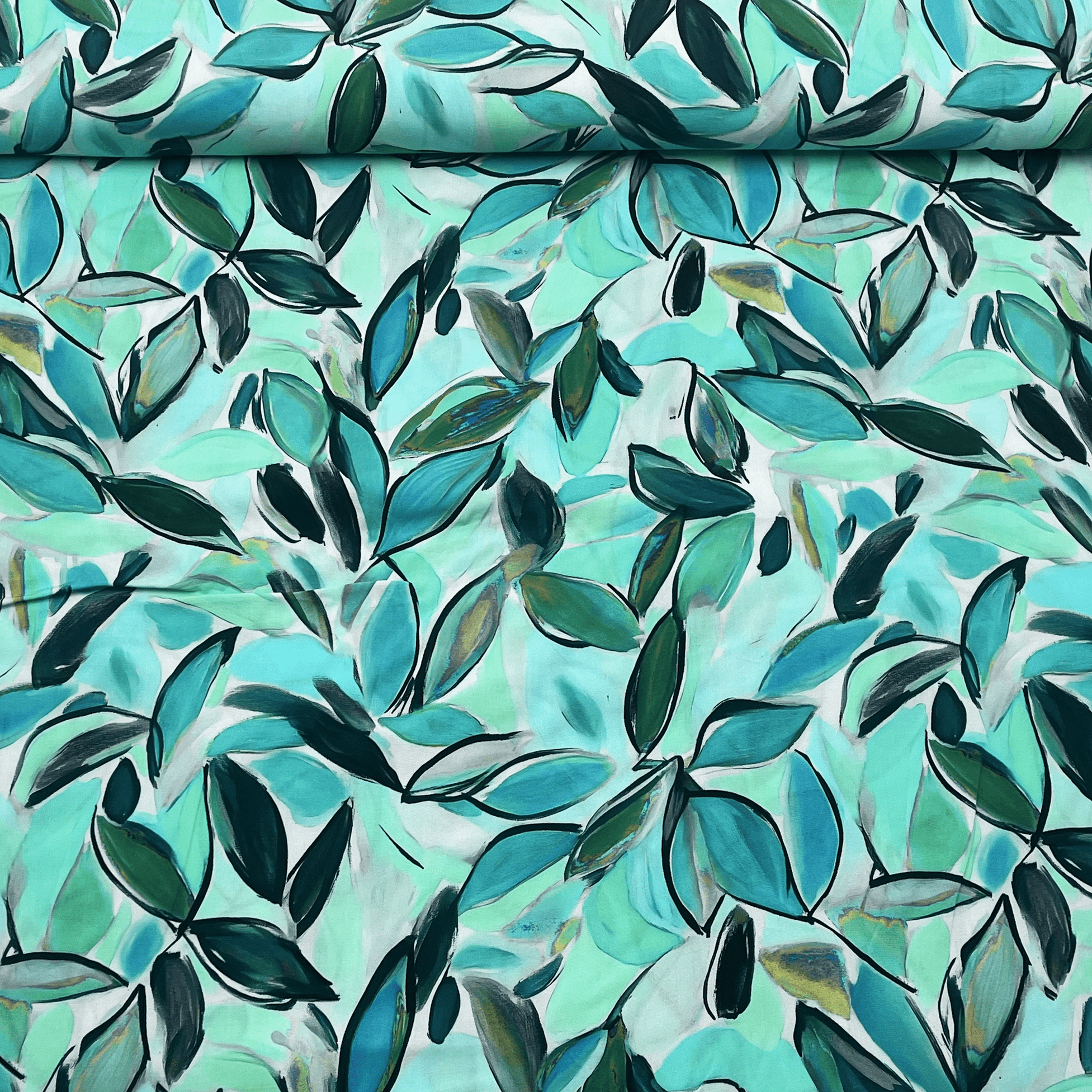 tissuviscosefeuillagebleuaquarelle