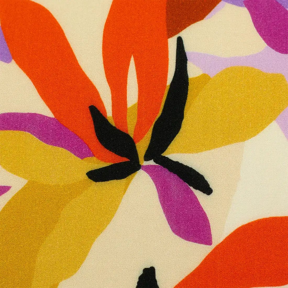 Tissu Viscose Fleurs Safran & Lilas
