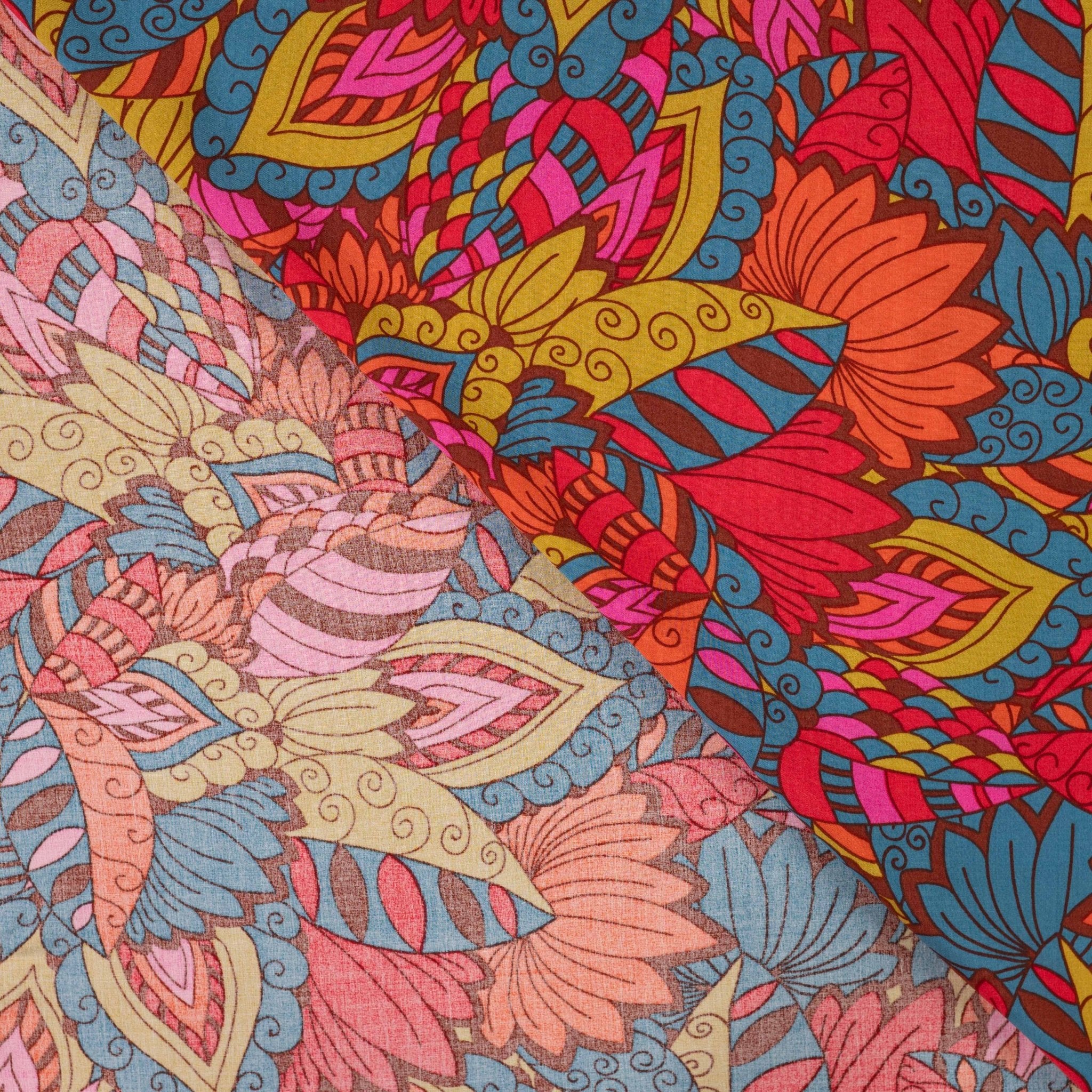 Tissu viscose géométrique terre