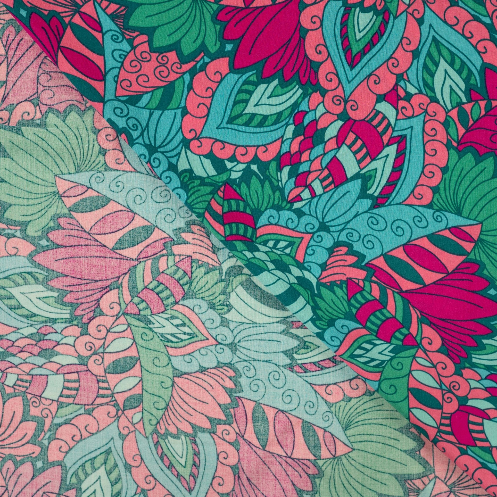 Tissu viscose géométrique turquoise