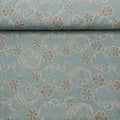Tissu viscose menthe avec broderie fleur